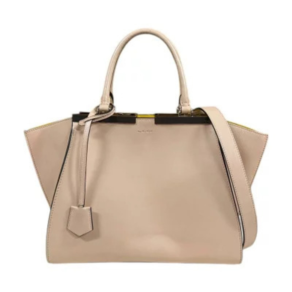 Fendi Trois Jours Shoulder Bag Leather Beige Cream